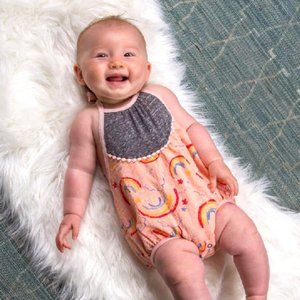 Miki Miette 1pc Infant Newborn Girl Rainbow 1pc Bubble Outfit 3m 100% cotton NWT